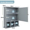 Mirror Door Cabinet with Adjustable Shelf and 3 Compartments-Grey