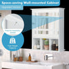 Mirror Door Cabinet with Adjustable Shelf and 3 Compartments-White