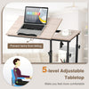 Mobile Couch Side Table with Height Adjustable Storage-Natural