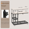 Mobile Couch Side Table with Height Adjustable Storage-Natural