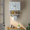 Bathroom Wall Cabinet with Double Door and Open Shelf and Towel Rack-White