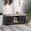 Shoe Bench with 6 Storage Compartments and 3 Adjustable Shelves and Cushion-Dark Grey