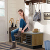 Shoe Bench with 6 Storage Compartments and 3 Adjustable Shelves and Cushion-Natural