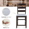 2-Piece Counter Height Bar Stool Set with Padded Seat and Rubber Wood Legs-Brown