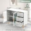 Modern Sideboard Storage Cabinet with 2 Glass Doors and 3 Drawers-White