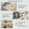 Modern Sideboard Storage Cabinet with 2 Glass Doors and 3 Drawers-White