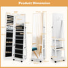 Lockable Jewelry Cabinet Armoire with Built-in Makeup Mirror and 3-Color LED Lights-White