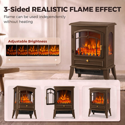 HOMCOM Electric Fireplace Stove in Brown