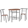 HOMCOM 3-Piece Dining Table Set , Metal Frame Wood Top Breakfast Bar Table Set for 2, Dining Table w/Storage Shelf & 2 chairs