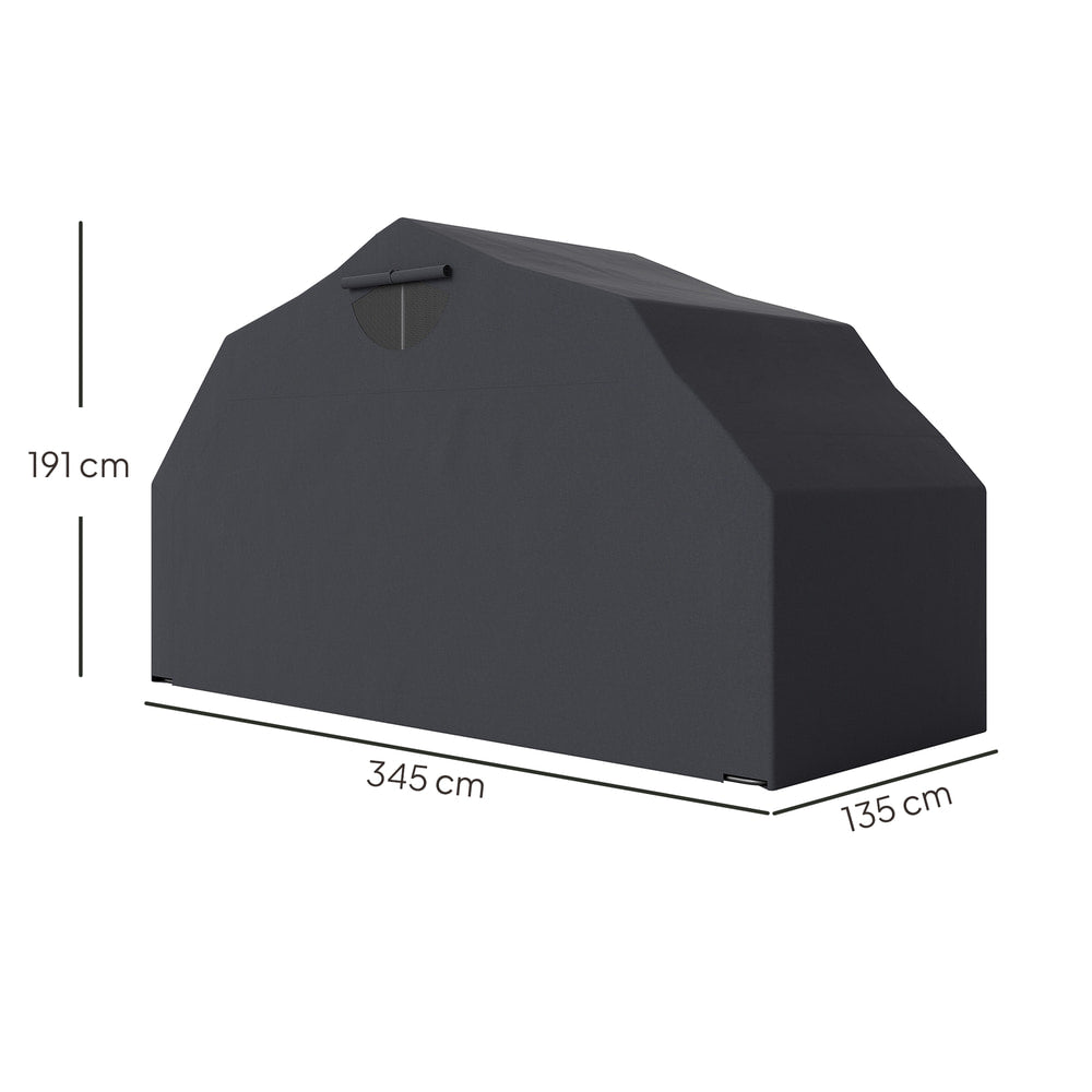 Outsunny Motorbike Shed, 345 x 135 x 191 cm Foldable Waterproof Motorcycle Storage Tent, 2 Mesh Windows, 600D Oxford, Black