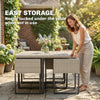 Outsunny 7 Piece Rattan Garden Furniture Set, Garden Dining Set with Wood-Plastic Table and 6 Stackable Chairs, Light Grey
