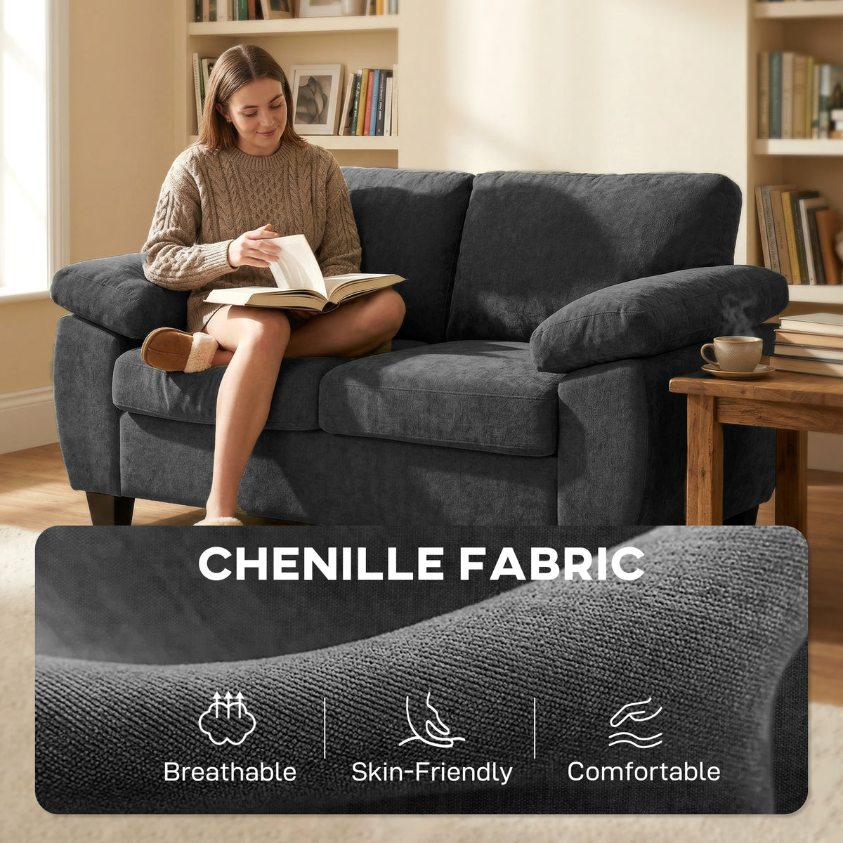 HOMCOM 2 Seater Sofa in Dark Grey