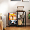 HOMCOM 3-Tier Record Player Stand, End Table for Living Room, Bedroom - Black Wood Effect