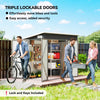 Outsunny 7.5 x 4.3ft Metal Garden Storage Shed, Waterproof Outdoor Shed with Triple Lockable Door, Gloves, Vents, Light Grey