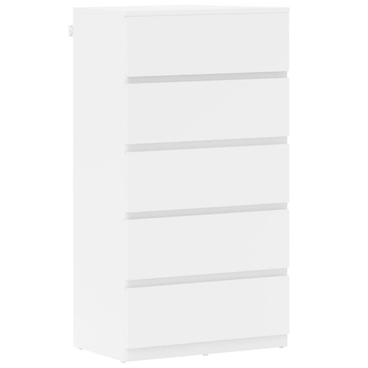 HOMCOM Chest of Drawers, a modern white five-drawer storage cabinet with a clean design