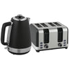 HOMCOM Stainless Steel Kettle and Toaster Set, 1.7L 3000W Rapid Boil Jug Kettle with UK Strix Thermostat, Limescale Filter, 4 Slice Toaster with 7 Browning Controls, Crumb Tray, Black and Silver Tone