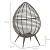 Outsunny Teardop PE Wicker Rattan Chair w/ Thick Cushions 4 Legs Outdoor Seat Egg Garden
