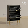 HOMCOM Elegant Two-Drawer Shoe Cabinet - Black