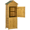 Outsunny Wooden Garden Storage Shed Utility Gardener Cabinet w/ 3 Shelves and 2 Door, 191.5cm x 79cm x 49cm, Natural wood effect