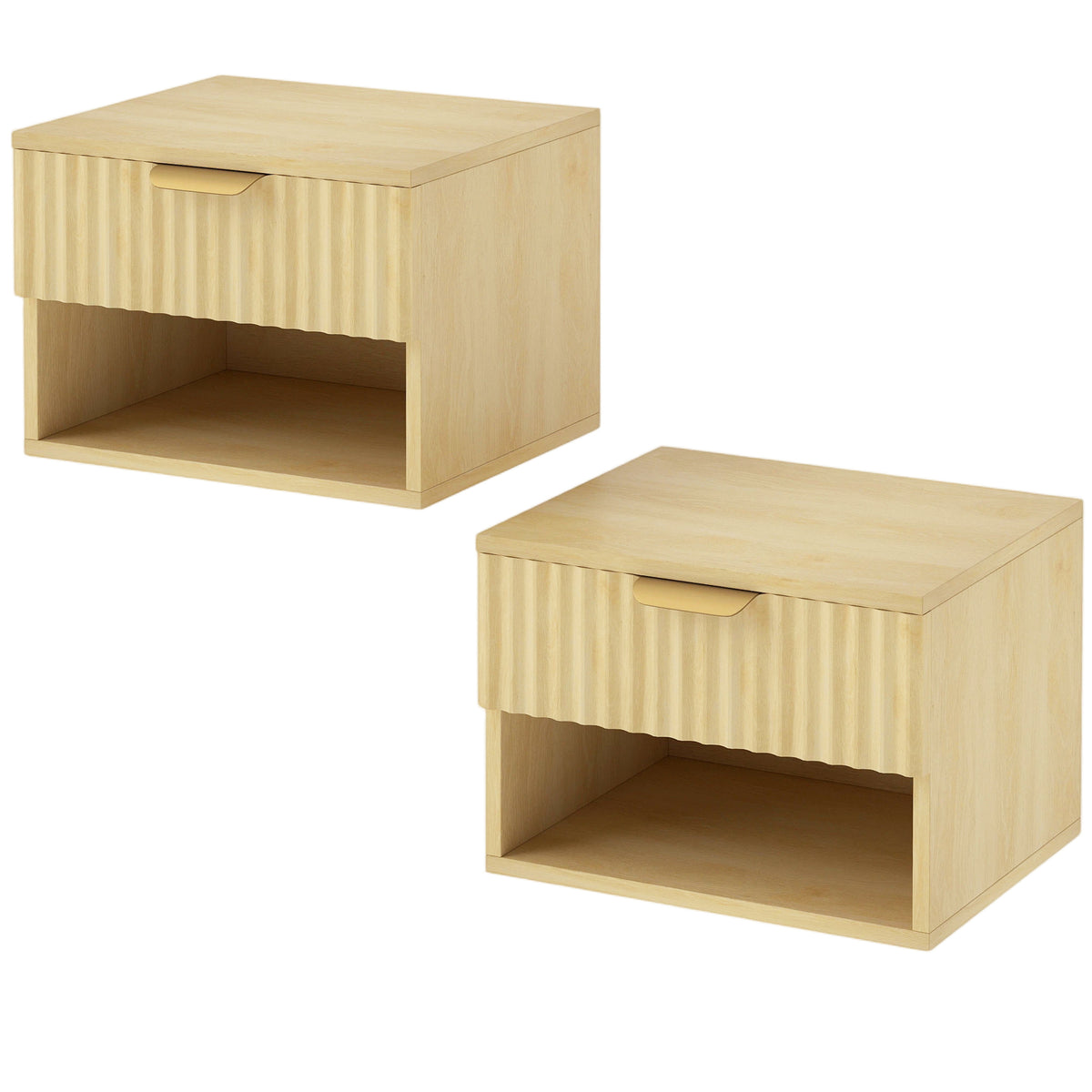 HOMCOM Floating Nightstands Set of 2 in Oak