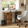 HOMCOM Computer Desk, Writing Table, PC Workstation with 3 Storage Shelves and Drawers, Silver Handle, for Home Office, Rustic Brown