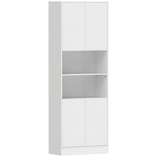 HOMCOM 170 cm Kitchen Pantry Cabinet, Freestanding Storage Cabinet with Soft-Close Hinges, White Wood Effect