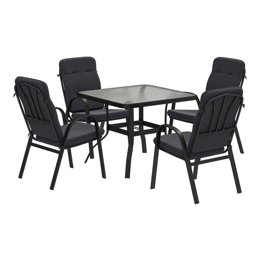 Outsunny 5 Pieces Outdoor Square Garden Dining Set in Black