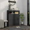HOMCOM 16 Shoe Pair Storage Cabinet, with Flip Doors - High Gloss Black