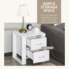 HOMCOM Bedside Table Set of 2 with 2 Drawers, Nightstands with Handles and Elevated Base, Side Tables for Bedroom, Living Room, White