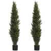 HOMCOM Set of 2 Decorative Artificial Plants Cypress in Weighted Pot, Fake Plant with 2035 Leaves, 150 cm