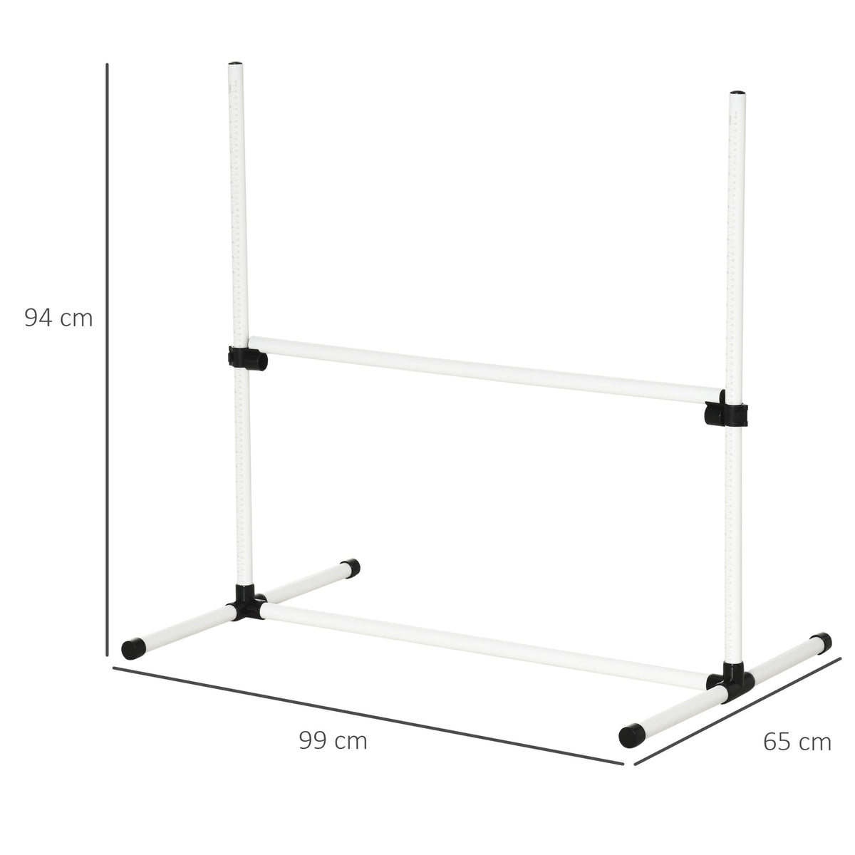 PawHut 4 Pieces Dog Agility Training Equipment, Adjustable Height Jumps Hurdle with Carrying Bag for Outdoor, White