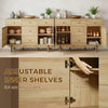 HOMCOM Sideboard with 5 Drawers and 2 Cabinets Buffet Cabinet with Solid Wood Legs 136 cm Walnut