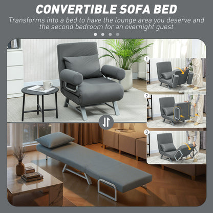 HOMCOM Single Sofa Bed in Dark Grey