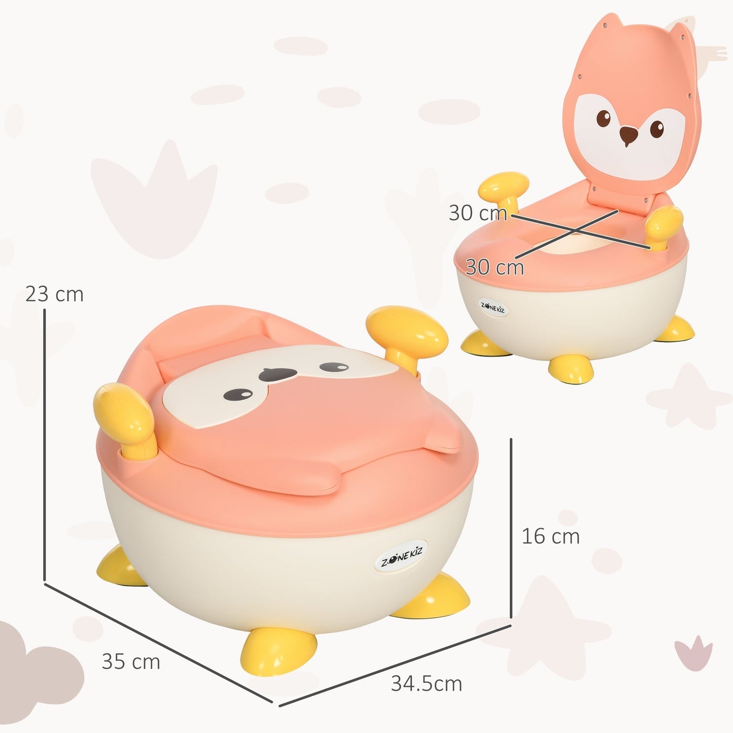 ZONEKIZ Baby Potty Training Toilet with Splash Guard, Anti-Tip Feet, Side Handles, Easy to Clean