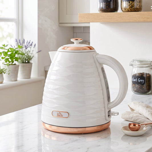 HOMCOM 3kW Cordless Water Kettle, Electric Kettle with Removable Washable Anti-Scale Filter, UK Otter Thermostat, Beige