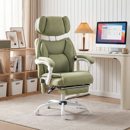 HOMCOM High Back Vibration Massage Office Chair Heated Reclining Computer Chair w/ Adjustable Height, Swivel Wheels, Lime Green