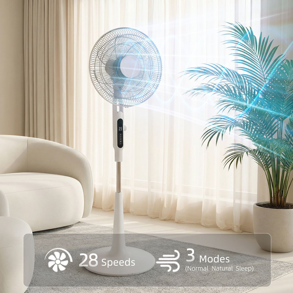 HOMCOM Three Mode Pedestal Fan in White
