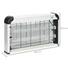 Outsunny 30W Electric Fly Zapper, Bug Zapper with UK Plug, 2 UV Bulbs, Hanging Chain, On/Off Switch and Removable Catch Tray, 60ã¡ Coverage Insect Mosquito Killer for Indoor and Outdoor Use, Silver