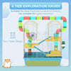 PawHut 4 Tier Hamster Cage w/ Tubes, Exercise Wheel, Hut, Water Bottle, Food Dish, Ramps, for Dwarf Hamster, Light Blue