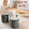 HOMCOM Storage Ottoman Modern Velvet Round Foot Stool for Living Room Bedroom 45 cm Grey