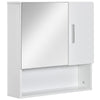 kleankin Bathroom Mirror Cabinet, Wall Mounted Storage Cupboard Organizer with Double Doors and Adjustable Shelf, White