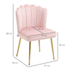 HOMCOM Shell Dining Chairs Set of 2, Upholstered Kitchen Chairs with Gold Metal Legs and Backrest, Velvet Fabric Lounge Leisure Chairs for Living Room, Reception Room, Pink