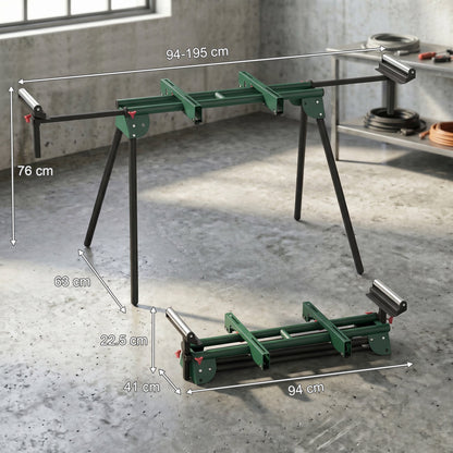 HOMCOM Universal Mitre Saw Stand with Adjustable Rollers and Support Arms, Portable Miter Saw Stand with Folding Legs