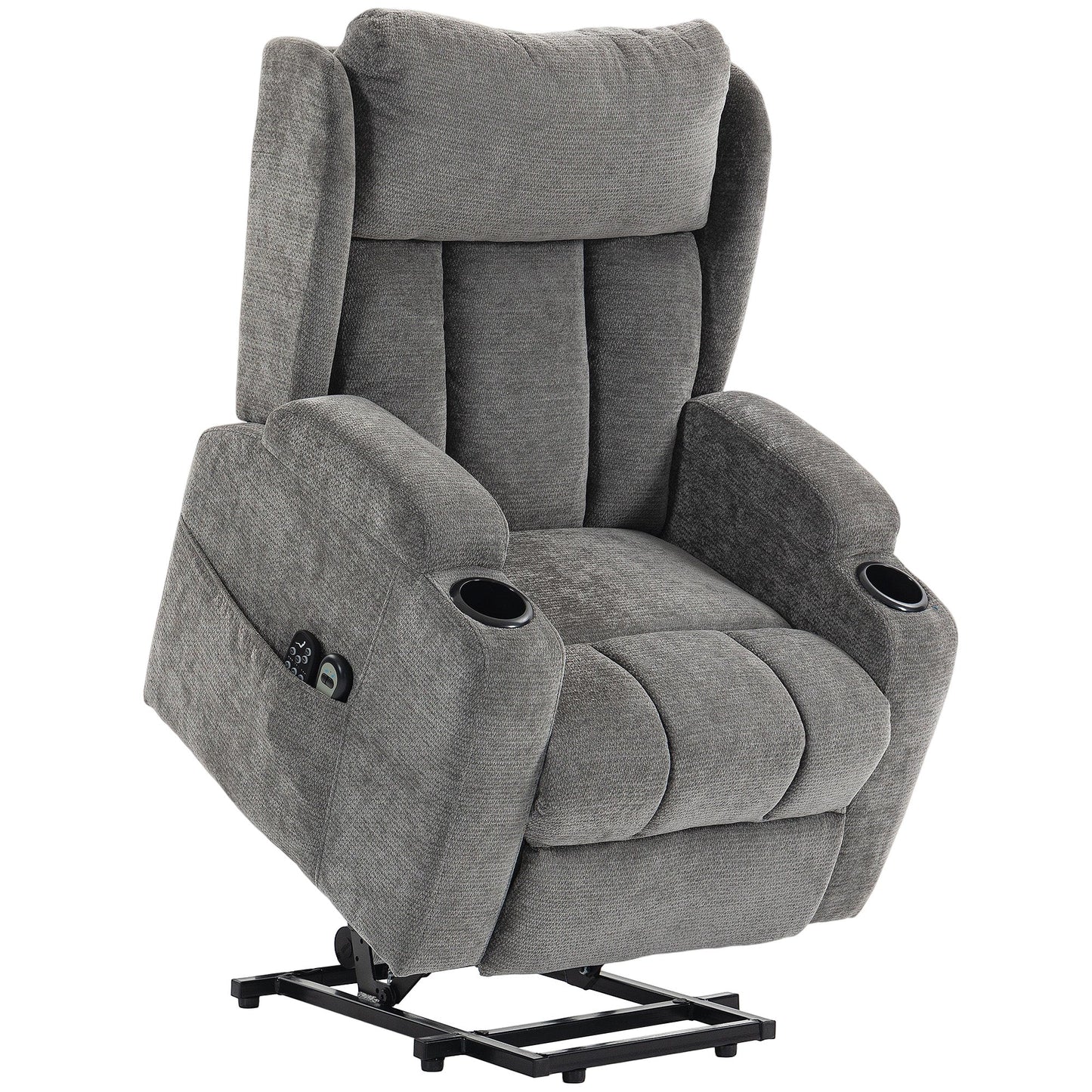 HOMCOM Power Lift Recliner Chair with Vibration Massage and Heat, Chenille Riser and Recliner Armchair for Elderly, Grey