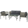 Outsunny Four-Piece Round Rattan Rope Sofa Set - Grey