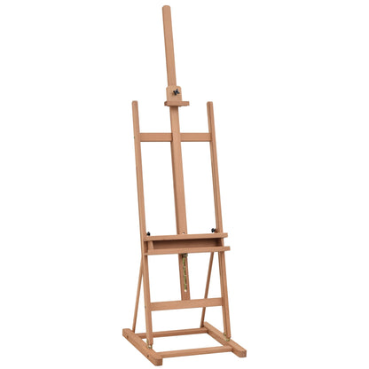 حامل فني خشبي من Vinsetto، حامل رسم خشبي بقاعدة H-Frame بارتفاع قابل للتعديل 171-230 سم وزوايا عمل 0-80 من خشب الزان لعرض اللوحات ولوحات الزفاف، بلمسة نهائية خشبية طبيعية