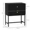 HOMCOM Elegant Two-Drawer Bedside Table - Black