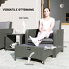 Outsunny Five Piece Rattan Garden Furniture Set with 2-Tier Coffee Table and Ottomans - Grey
