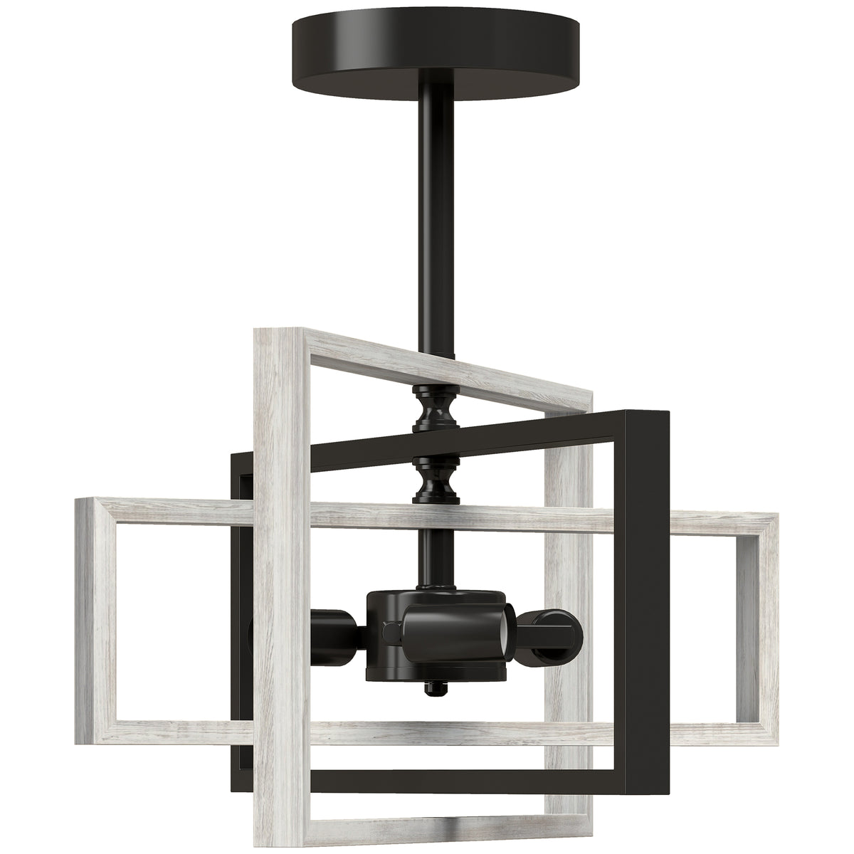 HOMCOM Ceiling Light Fixtures, Industrial Ceiling Lighting with Wood Frame, Bulbs Not Included, Black