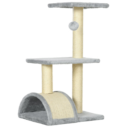 PawHut 72cm Cat Tree with Scratching Post, Pad for Indoor Cats - Light Grey